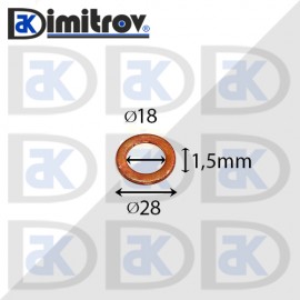 Дифтунга Ø 18 х Ø 28 х 1,5 mm медна